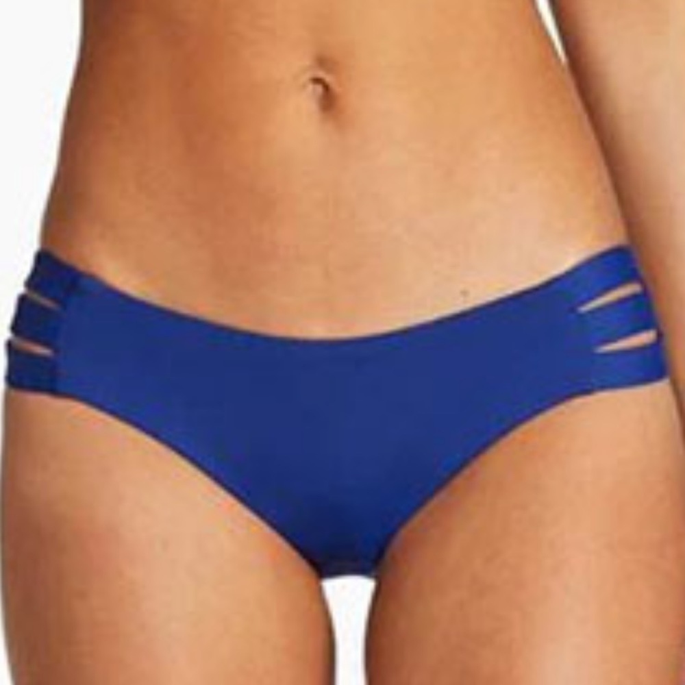 Vitamin A Emelia triple strap swim bottoms in blue bikini swimsuit bottoms NWT